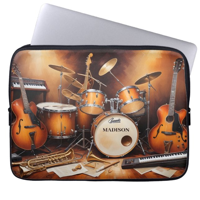 Custom Name Musical Instruments Laptop Sleeve (Front)