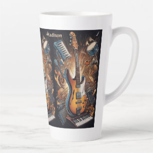Custom Name Musical Instruments Latte Mug