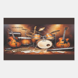 Custom Name Musical Instruments Rectangular Sticker