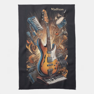 Custom Name Musical Instruments Tea Towel