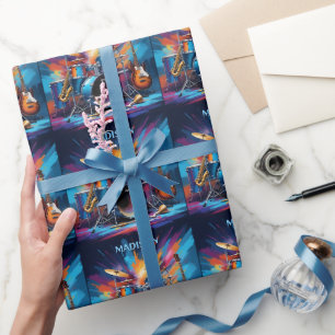 Custom Name Musical Instruments Wrapping Paper