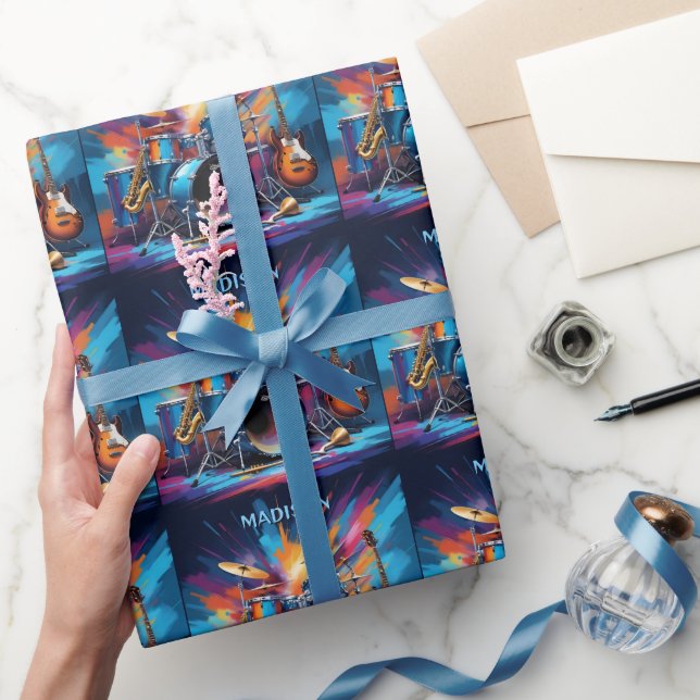 Custom Name Musical Instruments Wrapping Paper (Gifting)