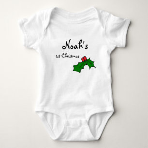 Custom name my first / 1st Christmas Baby Bodysuit