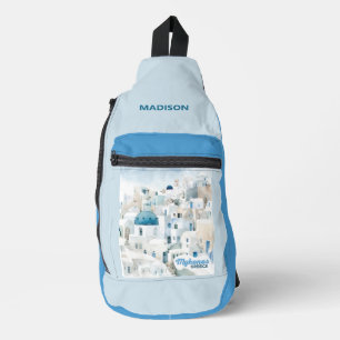 Custom Name Mykonos Greece Sling Bag