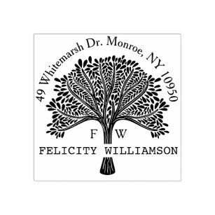 Custom Personalized business return address name tree rubber stamp 