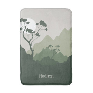 Custom Name Nature Illustration Bath Mat