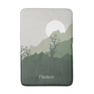 Custom Name Nature Illustration Bath Mat
