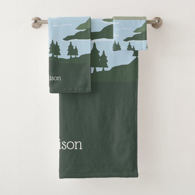 Custom Name Nature Illustration Bath Towel Set (Insitu)
