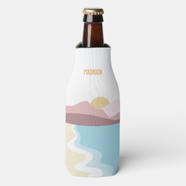 Custom Name Nature Illustration Bottle Cooler (Bottle Front)