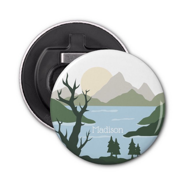 Custom Name Nature Illustration Bottle Opener (Front)