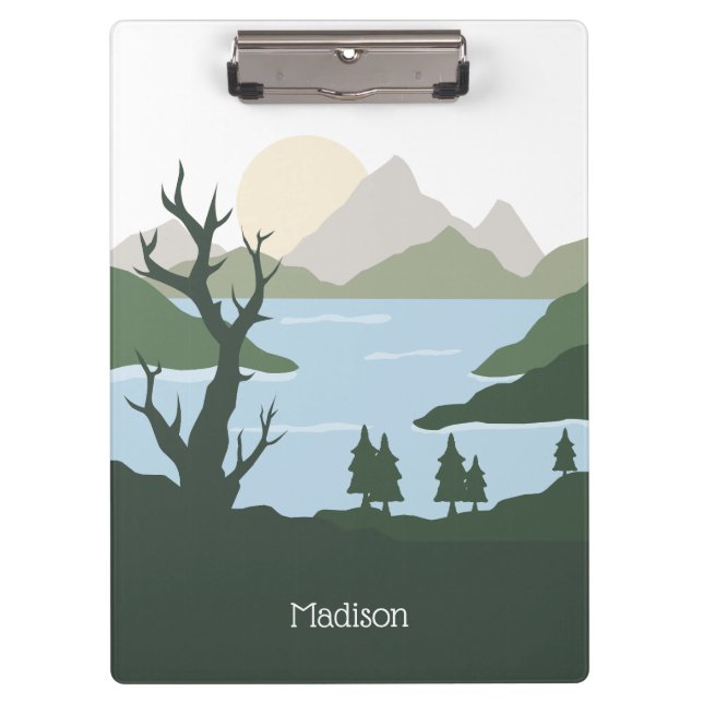 Custom Name Nature Illustration Clipboard (Front)