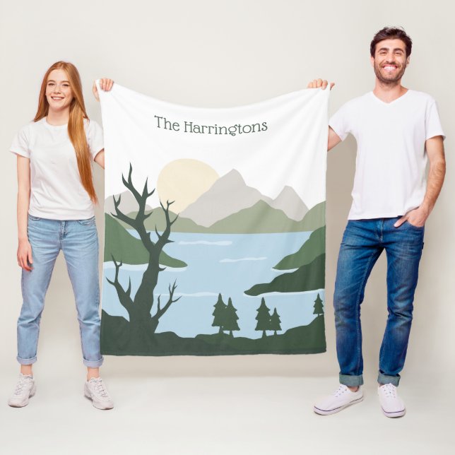 Custom Name Nature Illustration Fleece Blanket (In Situ)
