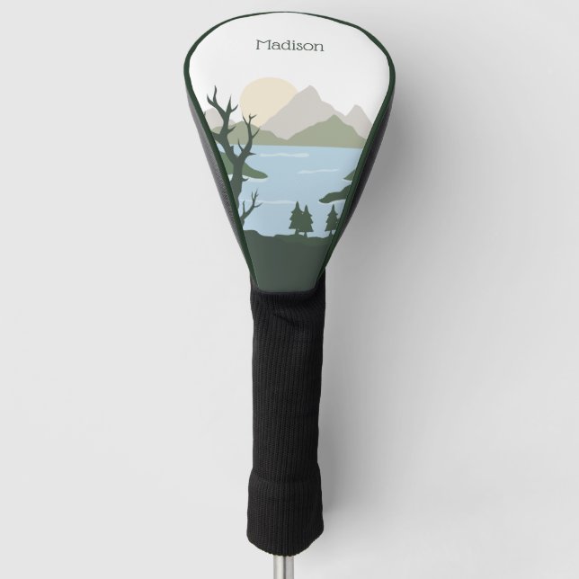 Custom Name Nature Illustration Golf Head Cover (Front)