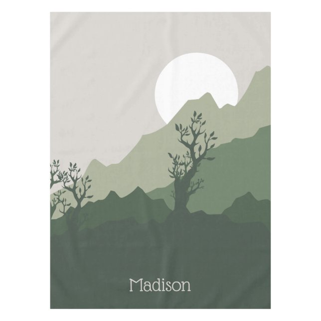 Custom Name Nature Illustration Tablecloth (Front)