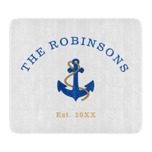 Custom Name Nautical Anchor Cutting Board