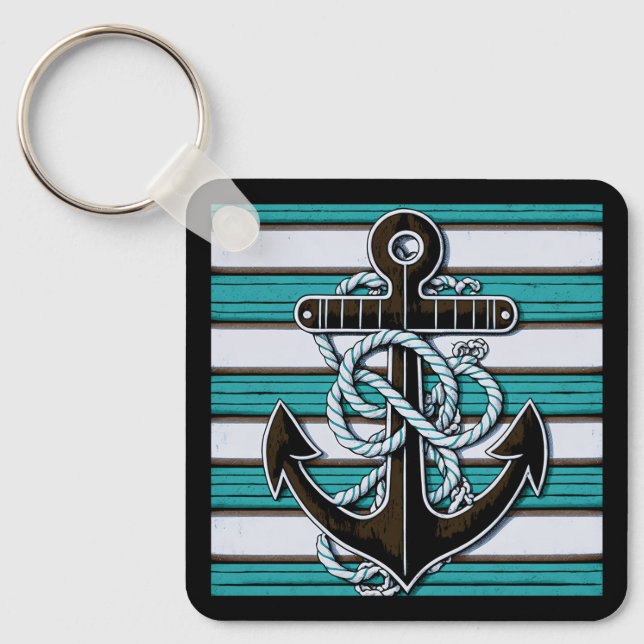 Custom Name Nautical Anchor Key Ring (Front)