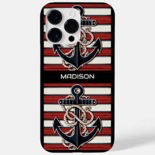 Custom Name Nautical Anchor Pattern Case-Mate iPhone 14 Pro Max Case