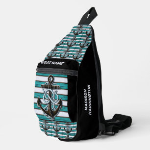 Custom Name Nautical Anchor Sling Bag
