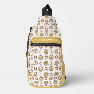 Custom Name Nautical Pattern Sling Bag