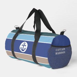 Custom Name Nautical Stripes Duffle Bag