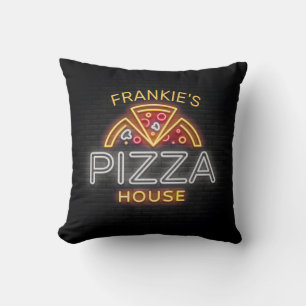 Custom NAME Neon Italian Pizzeria Pizza House Cushion