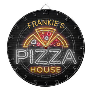Custom NAME Neon Italian Pizzeria Pizza House Dartboard