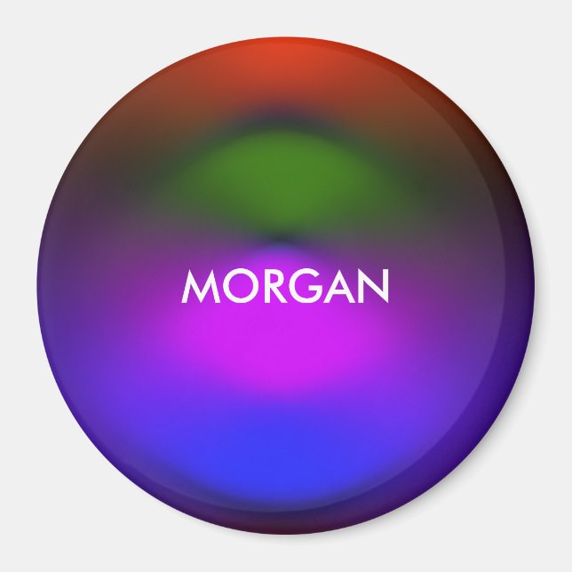 Custom Name Neon of Blue, Purple, Green & Orange Magnet (Front)