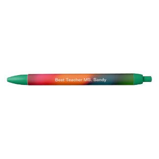 Custom Name Neon of Red, Pink, Orange & Green Black Ink Pen