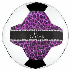 Custom name neon purple glitter leopard print football