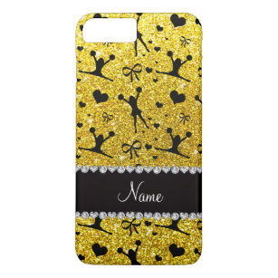 Custom name neon yellow glitter cheerleading Case-Mate iPhone case
