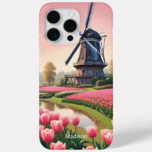 Custom Name Netherlands Windmills iPhone 15 Pro Max Case