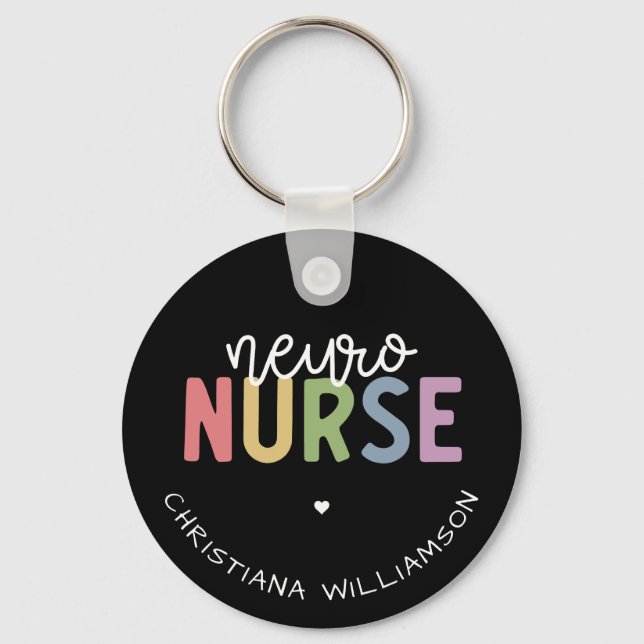 Custom Name Neuro Nurse Neuroscience Nurse Gifts Key Ring (Front)