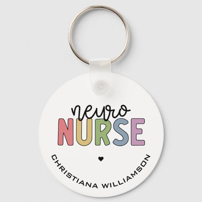 Custom Name Neuro Nurse Neuroscience Nurse Gifts Key Ring (Front)