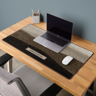 Custom Name Neutral Browns Office Gift Deskmat