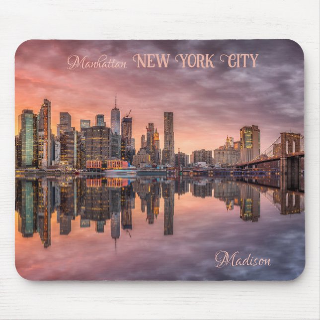 Custom Name New York City Skyline Mouse Mat (Front)