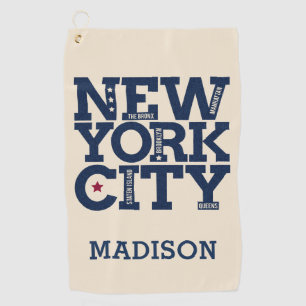 Custom name New York City Typography golf towel