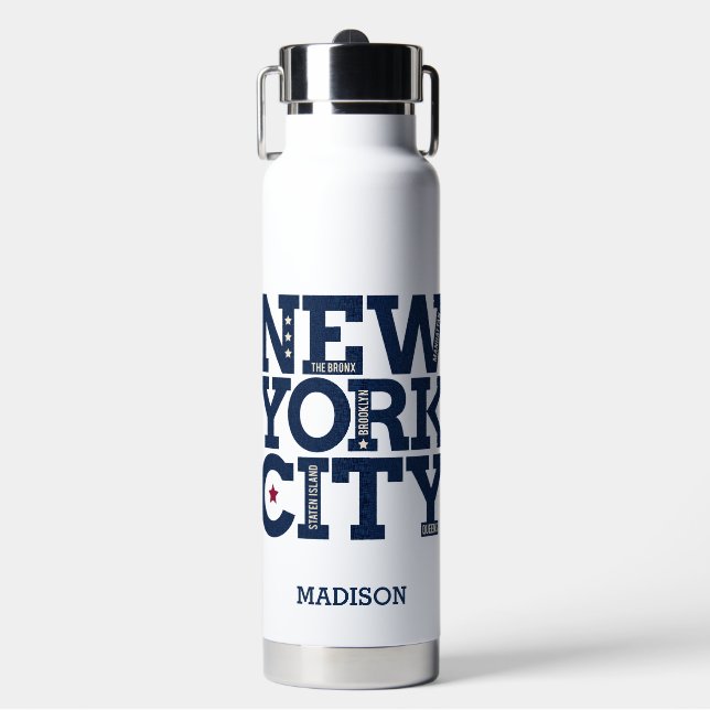 Custom name New York City Water Bottle (Front)