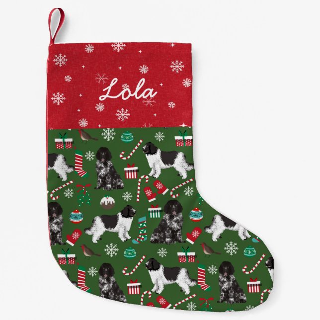 Custom name newfoundland dog christmas small christmas stocking (Front)