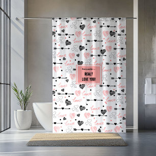 Custom Name Newlywed Love Hand Drawn Heart Curtain