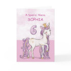 Custom Name Niece 6th Birthday Pink Horse w/ Crown