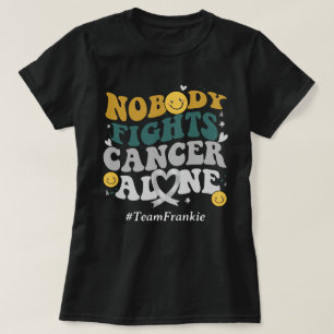Custom Name Nobody Fights Cancer Alone Brain Tumou T-Shirt