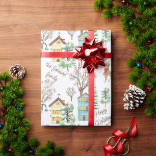 Custom Name Nordic Winter Hygge Rustic Wrapping Paper