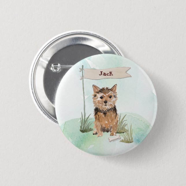 Custom Name Norfolk Terrier Pet Dog 6 Cm Round Badge (Front & Back)