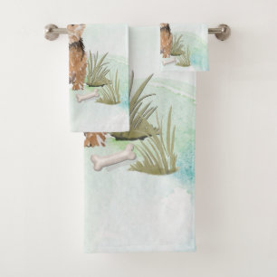 Custom Name Norfolk Terrier Pet Dog Bath Towel Set
