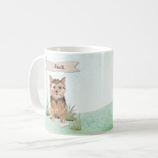 Custom Name Norfolk Terrier Pet Dog Coffee Mug (Front Left)