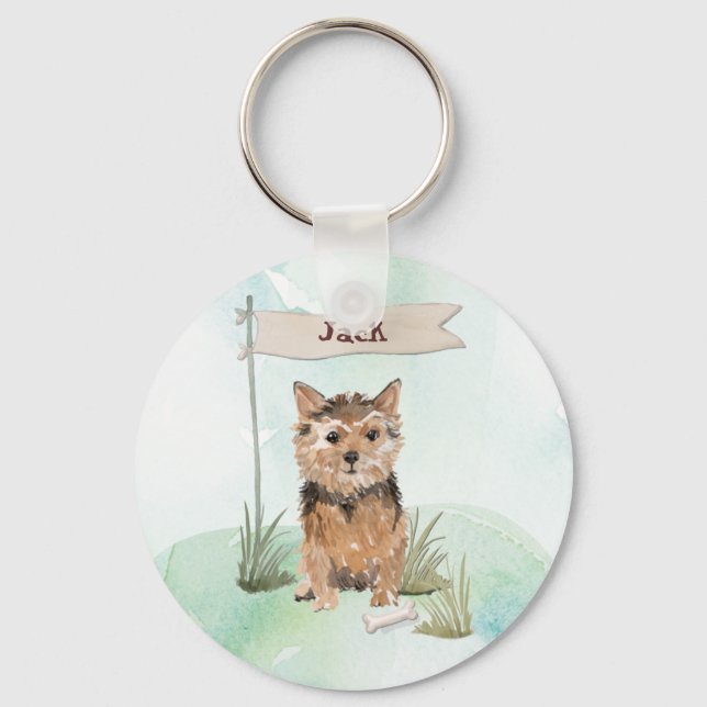 Custom Name Norfolk Terrier Pet Dog Key Ring (Front)