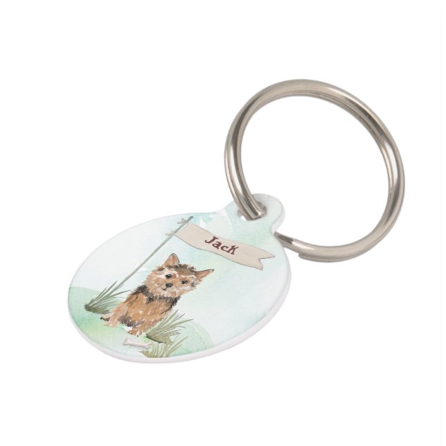 Custom Name Norfolk Terrier Pet Dog Tag (Side)