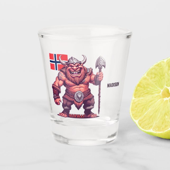 Custom Name Norwegian Troll Shot Glass (Front)