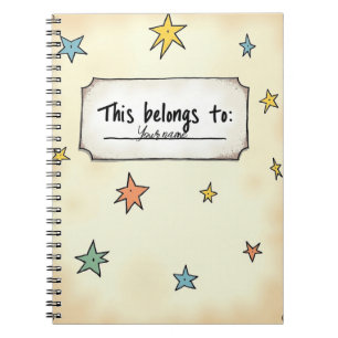 Custom Name Notebook Cover with Doodle Stars