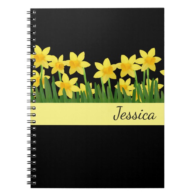 Custom Name Notebook-Daffodils Notebook (Front)